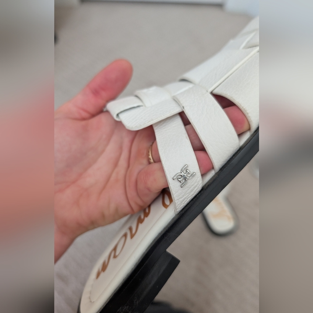Sam Edelman Dina White Leather Fisherman Sandals‎ Fit 7 - Picture 6 of 8